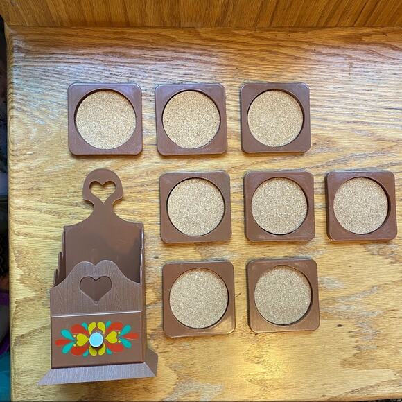 J.S.N.Y Made in Hong Kong 8ct Plastic Coasters with Plastic Holder - Picture 8 of 8